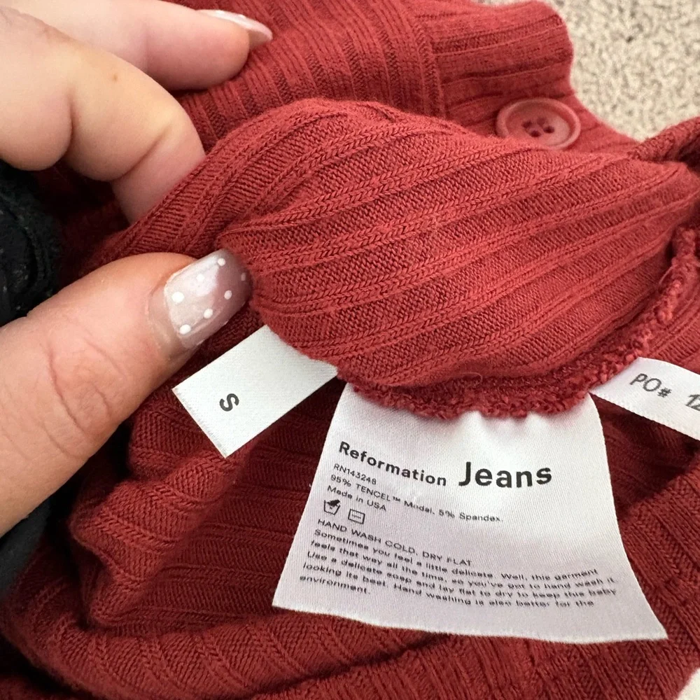 Reformation Burnt Orange V Neck Cardigan Sweater